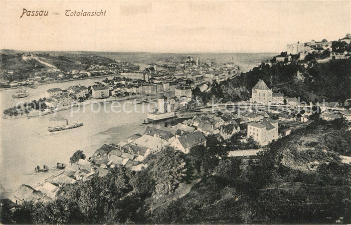 Passau Panorama Zusammenfluss von Inn Donau und Ilz
