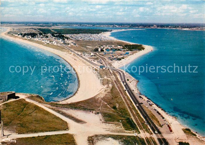 Quiberon Morbihan Vue aérienne de la presqu ile vers Plouharnel Isthme de Penthi