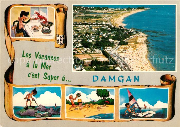 Damgan Les plage vue aérienne Karikaturen