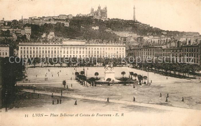 Lyon France Place Bellecour et Coteau de Fourviere