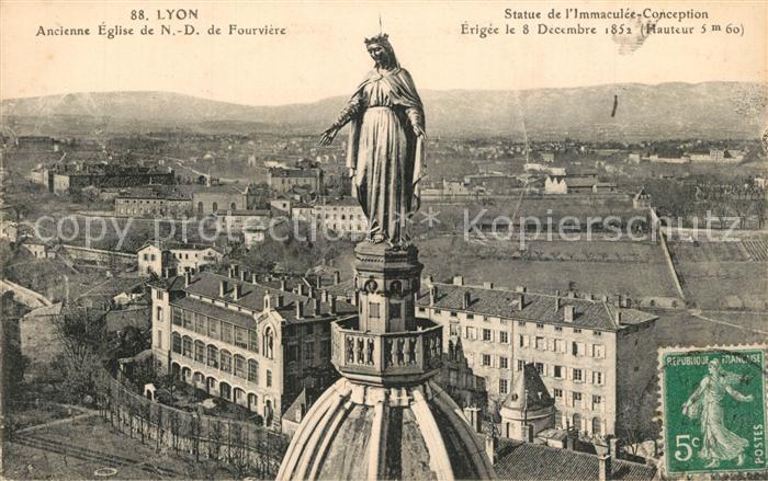 Lyon France Ancienne Eglise de ND de Fourviere Statue de l’Immaculee Conception