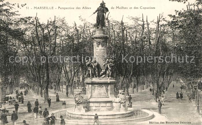 Marseille Bouches-du-Rhone Perspective des Allees de Meilhand et des Capucines
