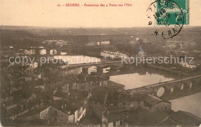 Beziers Panorama des 4 Ponts sur l'Orb