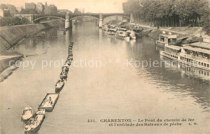 Charenton-le-Pont Le Pont du chemin de fer et l’enfilade des Bateaux de peche