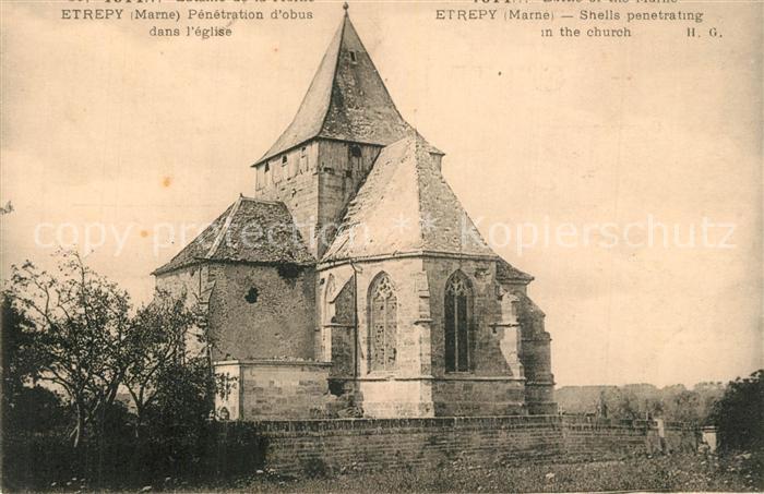Etrepy Penetration d obus dans l'eglise