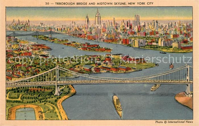 New York City Triborough Bridge Midtown Skyline