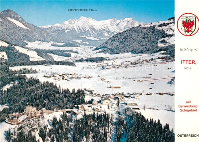 Itter Tirol Panorama Erholungsort mit Barmerberg Schigebiet Fliegeraufnahme