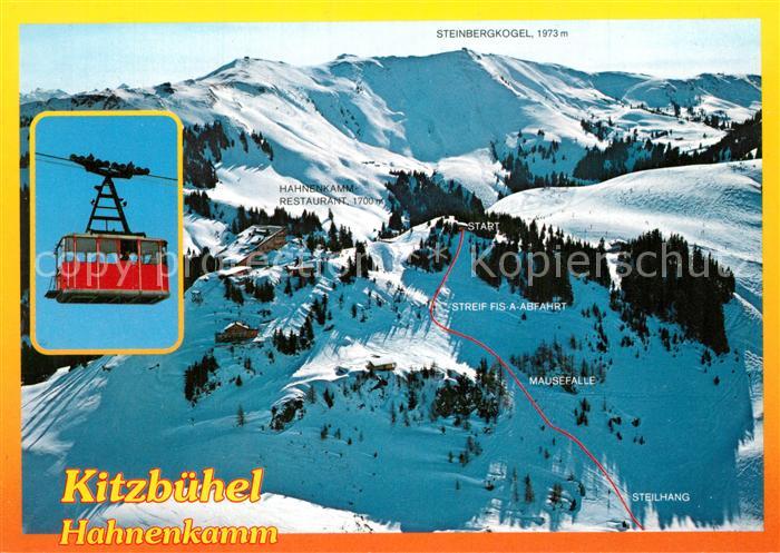 Kitzbuehel Tirol Skigebiet Hahnenkamm Bergbahn Wintersportplatz Alpen Fliegerauf