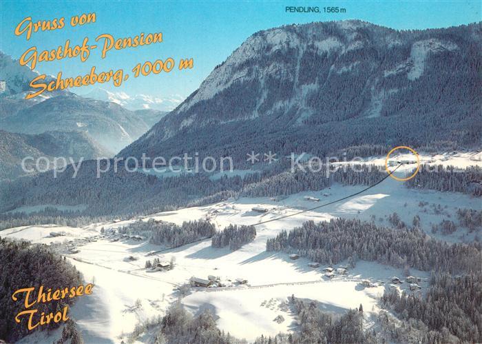 Thiersee Alpengasthof Pension Schneeberg Winterpanorama Alpen Fliegeraufnahme