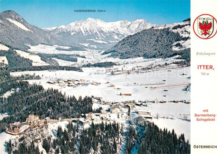 Itter Tirol Erholungsort mit Barmerberg Schigebiet Kaisergebirge Fliegeraufnahme
