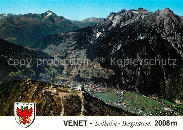 Zams Venetseilbahn Bergstation mit Landeck Inntal Alpenpanorama Fliegeraufnahme