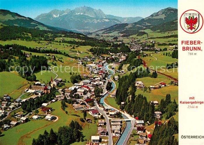 Fieberbrunn Tirol mit Kaisergebirge Fliegeraufnahme