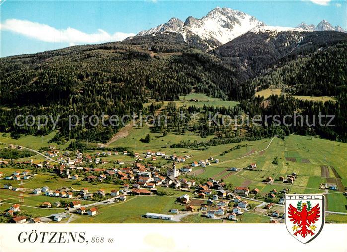 Goetzens Tirol Erholungsort mit Nockspitze und Kalkkogel Stubaier Alpen Fliegera
