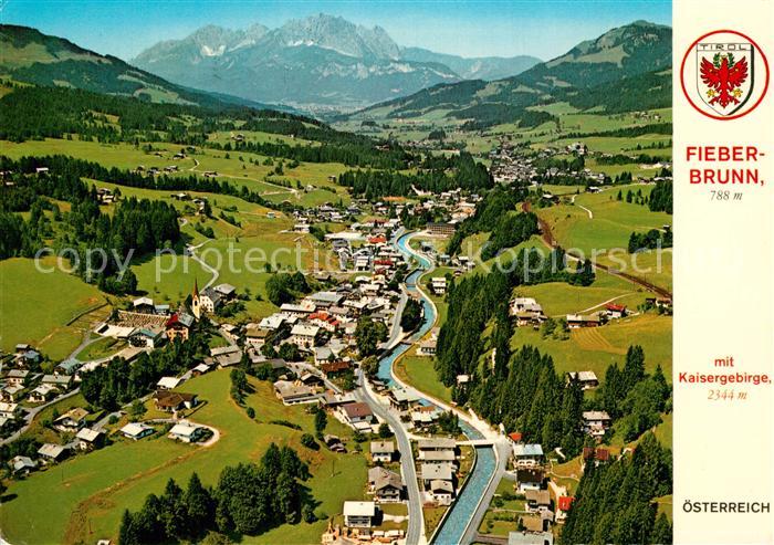 Fieberbrunn Tirol mit Kaisergebirge Fliegeraufnahme