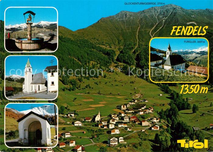 Fendels Erholungsort Oberinntal Alpen Fliegeraufnahme Brunnen Kirche Kapelle
