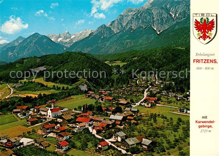Fritzens Erholungsort mit Karwendelgebirge Fliegeraufnahme