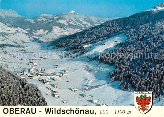Oberau Wildschoenau Tirol Erholungsort Winterpanorama Fliegeraufnahme