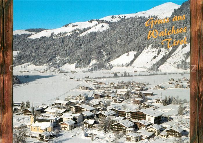 Walchsee Tirol Panorama Erholungsort Winterlandschaft Alpen Fliegeraufnahme