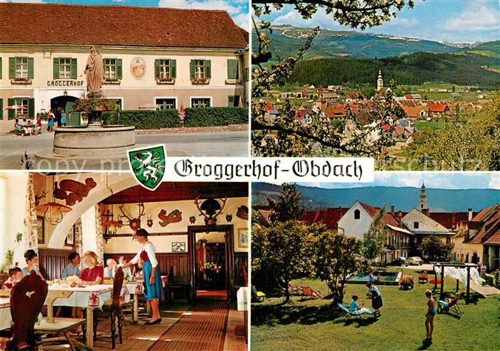 Obdach Gasthof Pension Groggerhof Brunnen Garten Landschaftspanorama