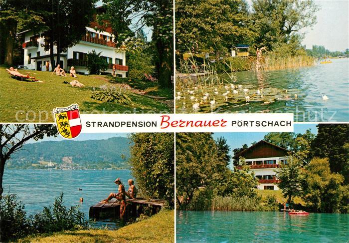 Poertschach Woerthersee Strandpension Bernauer Liegewiese Badesteg Seerosen