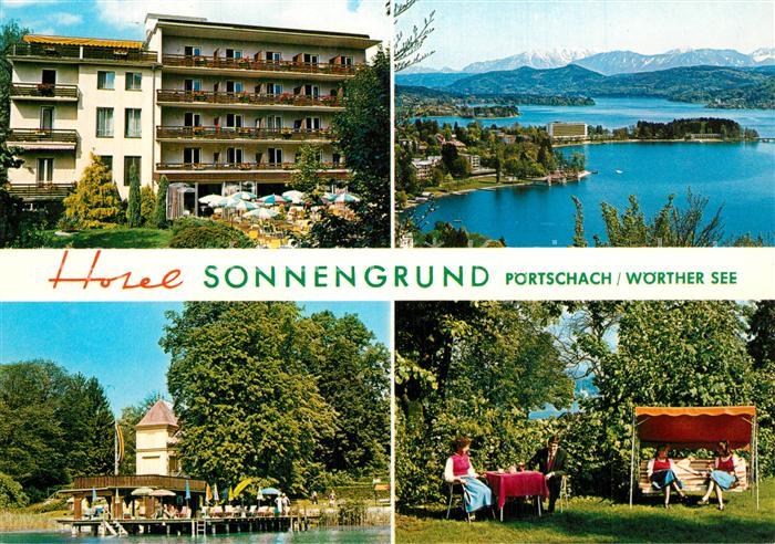 Poertschach Woerthersee Hotel Sonnengrund Garten Badesteg Landschaftspanorama Al