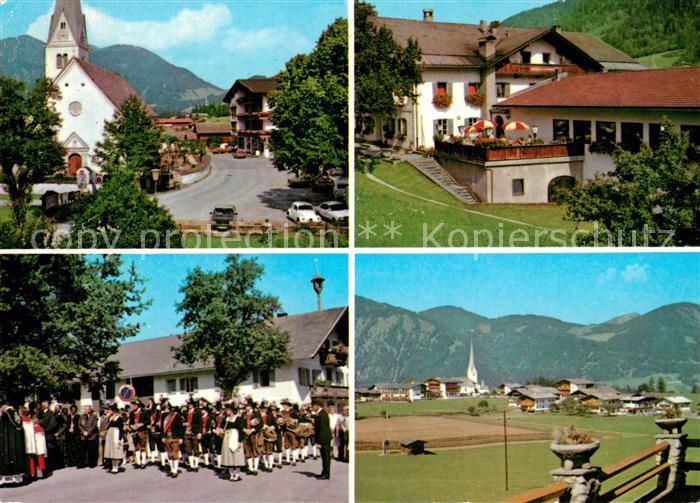 Brandenberg Tirol Ortsbilder mit Ascherwirt Kirche Festumzug Landschaftspanorama