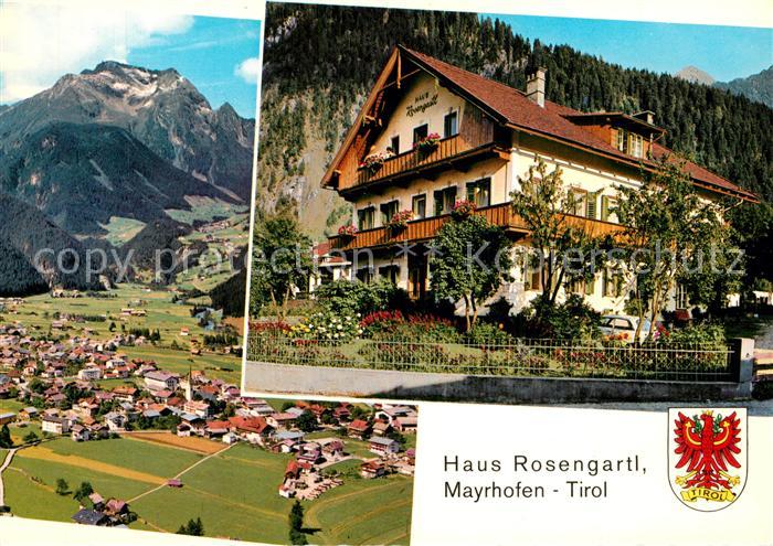 Mayrhofen Zillertal Pension Haus Rosengartl Alpenpanorama Fliegeraufnahme