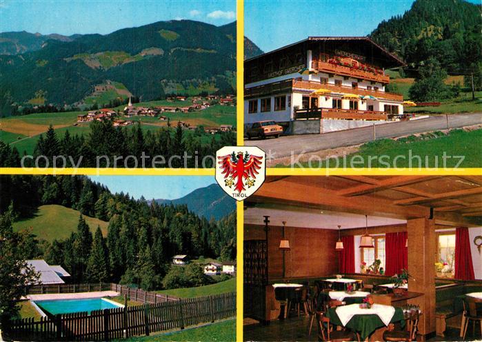 Brandenberg Tirol Gasthof Gwercher Swimming Pool Landschaftspanorama