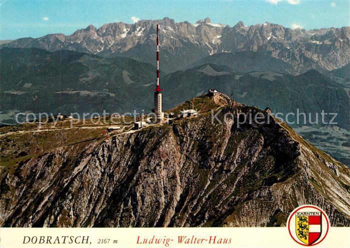 Dobratsch Kaernten Fliegeraufnahme mit Ludwig Walter Haus Sendeanlage des ORF