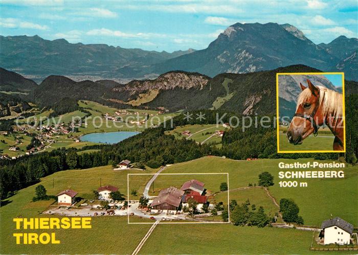 Thiersee Fliegeraufnahme mit Gasthof Pension Schneeberg