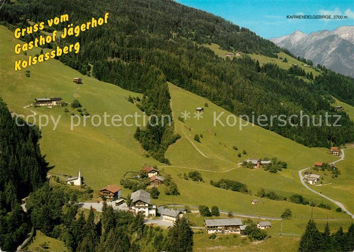 Kolsassberg Fliegeraufnahme mit Gasthof Jaegerhof
