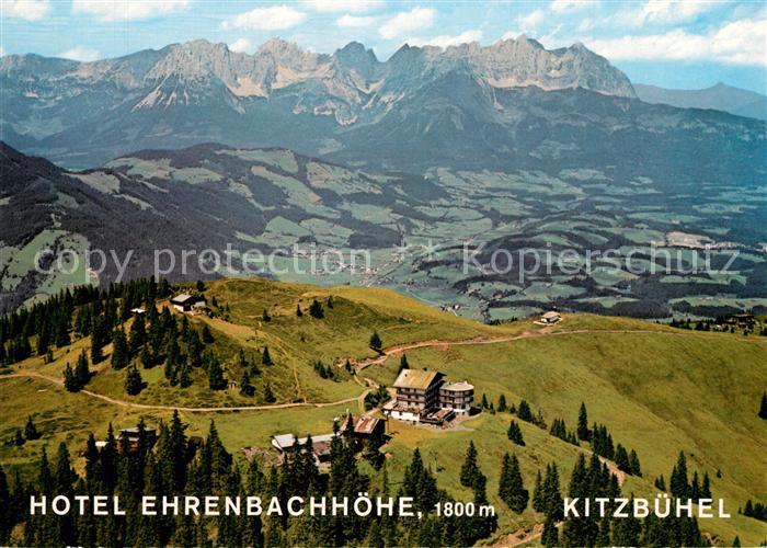 Kitzbuehel Tirol Hotel Ehrenbachhoehe Hahnenkamm mit Kaisergebirge Fliegeraufnah