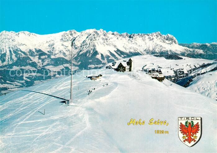 Hopfgarten Brixental Fliegeraufnahme mit Hohe Salve Gipfelhaus und Kaisergebirge