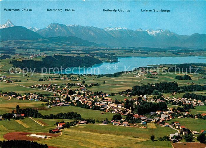 Neumarkt Wallersee Fliegeraufnahme mit Watzmann Untersberg Reiteralp Gebirge Lof