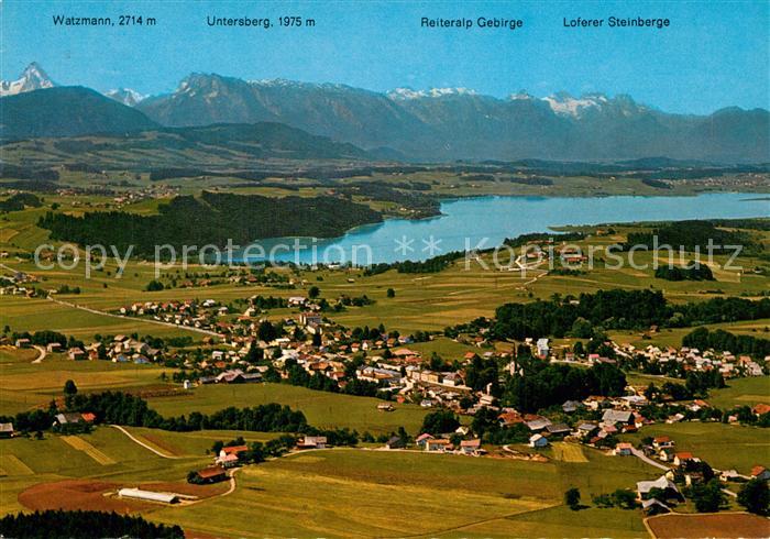 Neumarkt Wallersee Fliegeraufnahme mit Watzmann Untersberg Reiteralp und Loferer