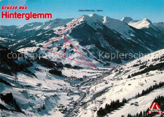 Hinterglemm Saalbach Fliegeraufnahme mit Zwoelferkogel