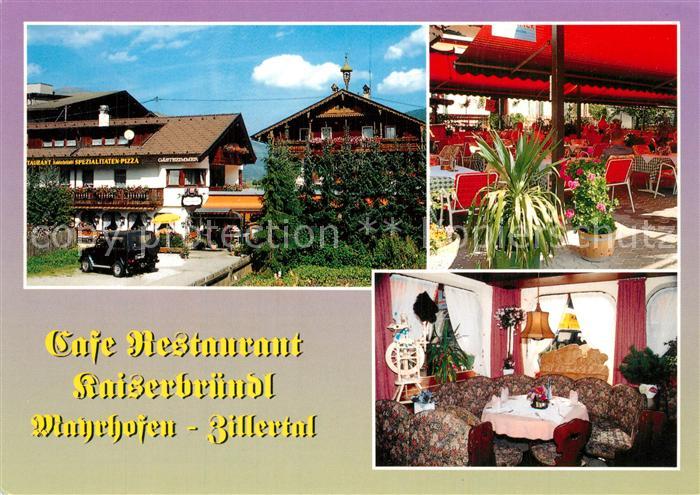 Mayrhofen Zillertal Cafe Restaurant Kaiserbruendl Gaststube Terrasse