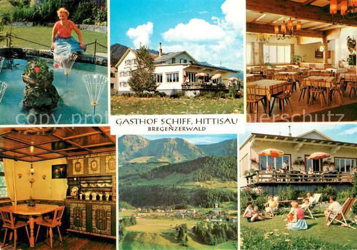Hittisau Vorarlberg Gasthof Schiff Gaststube Liegewiese Panorama Brunnen