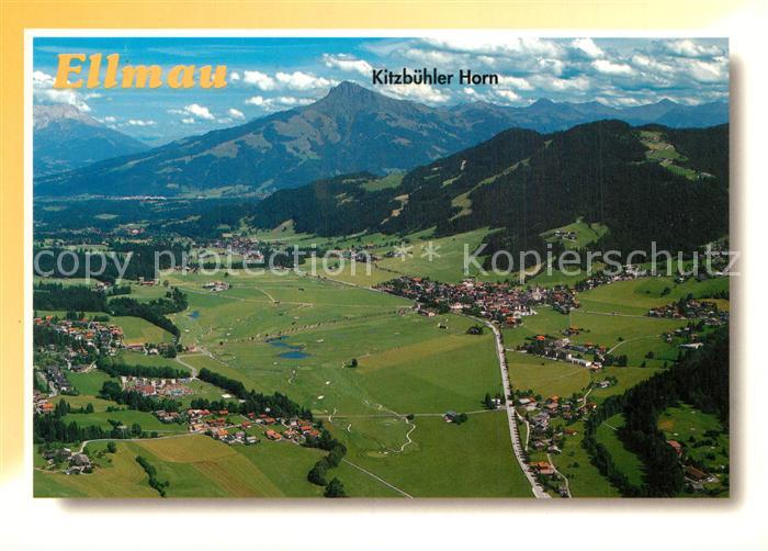 Ellmau Tirol Fliegeraufnahme mit Kitzbueheler Horn und Kaiserbad