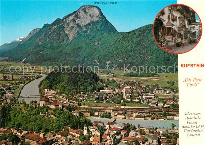 Kufstein Tirol Historische Festung Auracher Loechl Kaisertal Fliegeraufnahme
