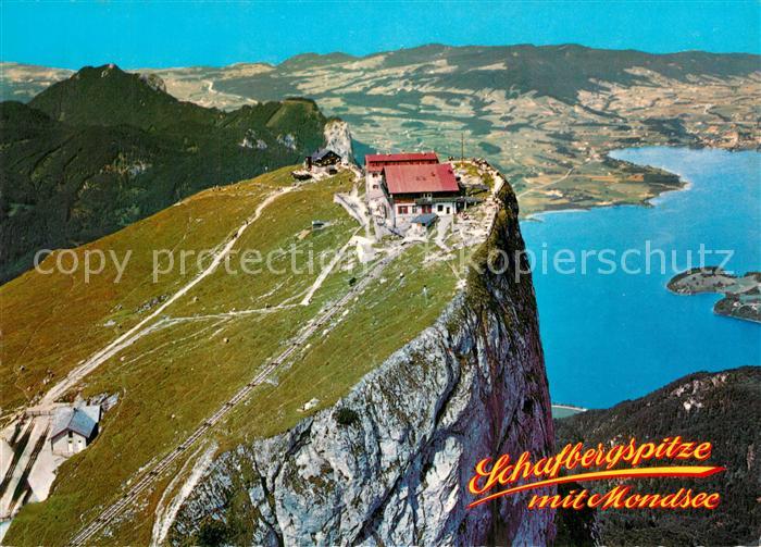 Schafberg Salzkammergut Fliegeraufnahme mit Berghotel Bergbahnhof und Mondsee
