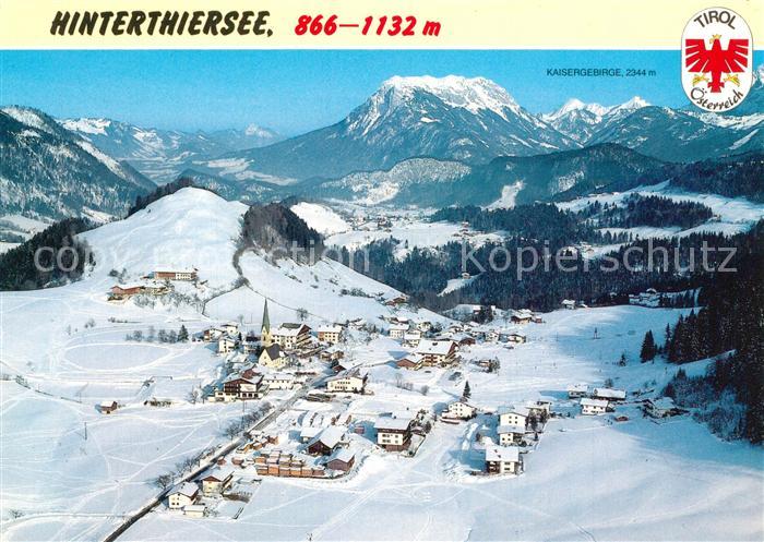 Hinterthiersee Fliegeraufnahme mit Schattberglift und Kaisergebirge