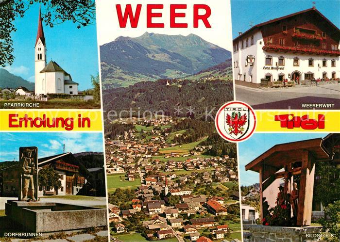 Weer Tirol Pfarrkirche Dorfbrunnen Fliegeraufnahme Weererwirt Bildstock