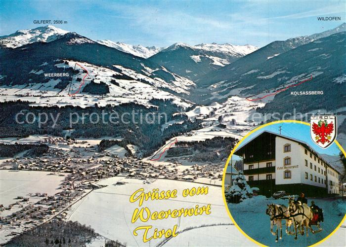 Weer Tirol Fliegeraufnahme mit Hotel Weererwirt Geerberg und Gilfert