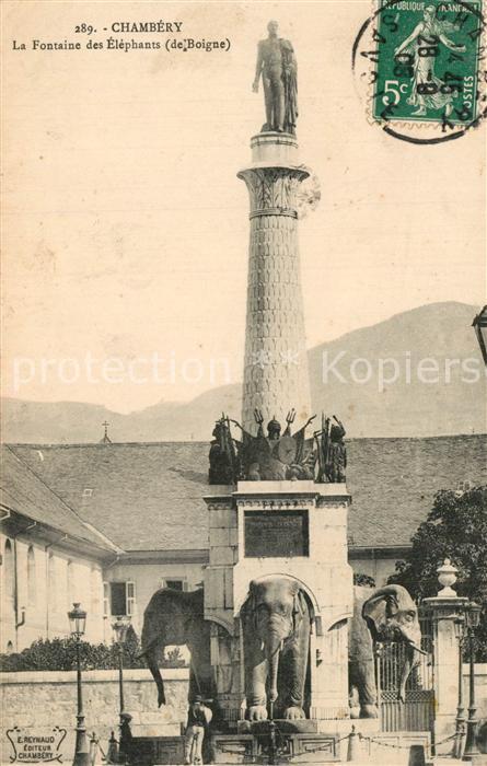 Chambery Savoie La Fontaine des Elephants de Boigne