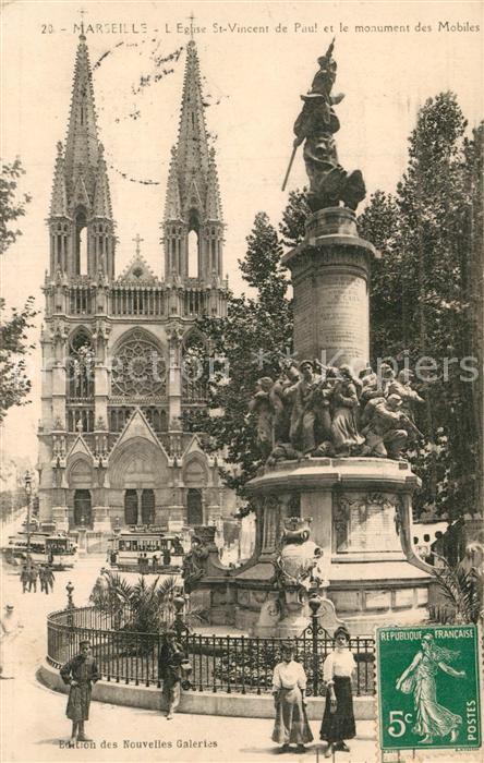 Marseille Bouches-du-Rhone Eglise St Vincent de Paul et le monument des Mobiles