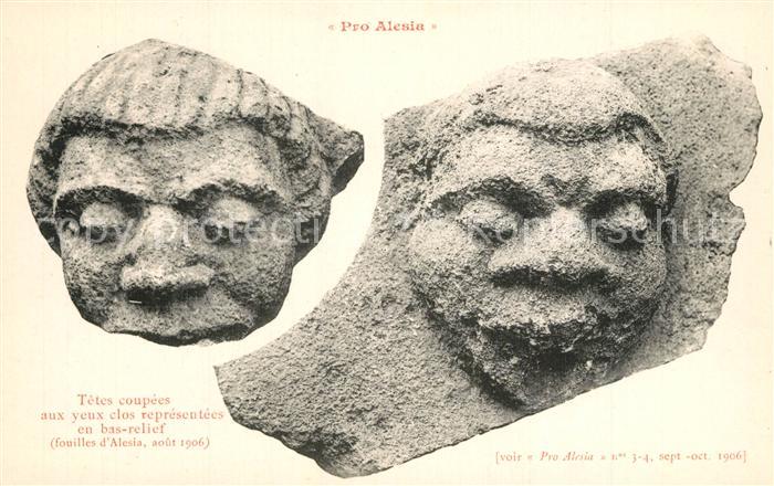 Alesia(Roman War) Alise-Sainte-Reine Tetes coupees aux yeux clos representees en
