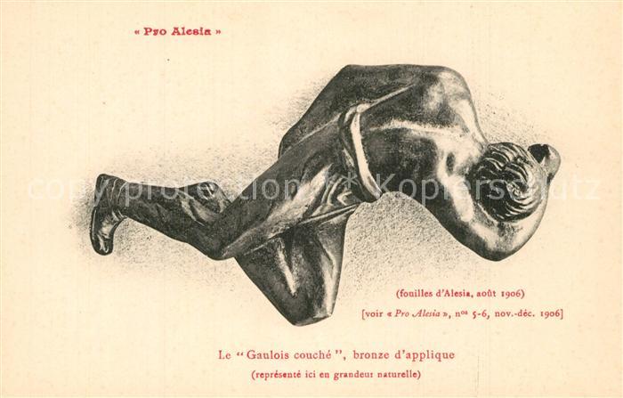 Alesia(Roman War) Alise-Sainte-Reine Le Gaulois couche bronze d_applique