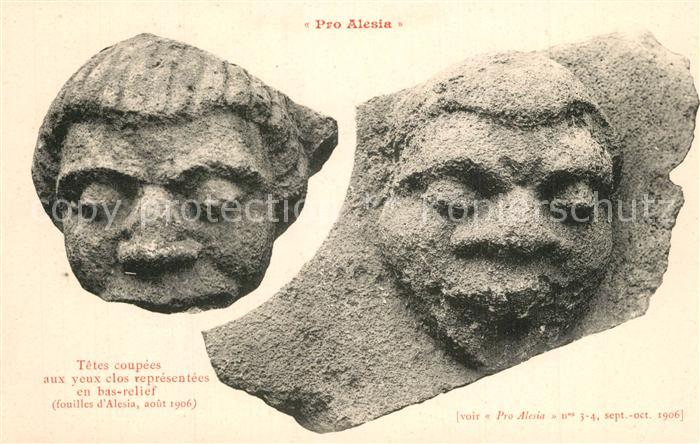 Alesia(Roman War) Alise-Sainte-Reine Tetes coupees aux yeux clos representee