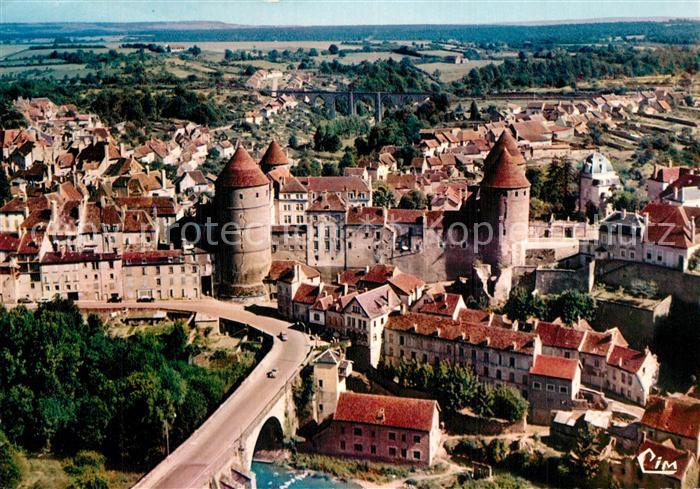 Semur-en-Auxois Vue aerienne Pont Joly et les Donjons